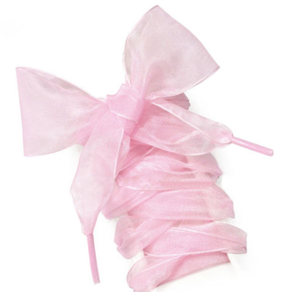 1 Pair Cute New Shoelaces Flat Silk Satin Ribbon Sport Shoes Laces Sneakers Shoestrings
