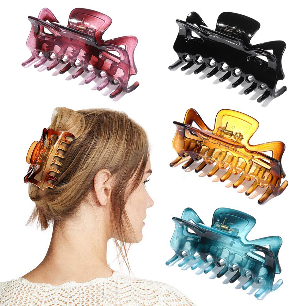 MIHAN1 Fashion Hair Clamps Women Girls Barrette Hair Claw Clip Hair Accessories Leopard Print Strong Hold Acrylic Large Hairpins/Multicolor