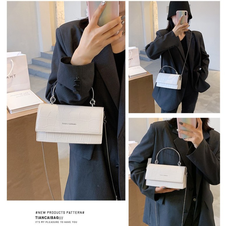 Túi xách nữ 𝑭𝑹𝑬𝑬𝑺𝑯𝑰𝑷 Túi đeo chéo nữ thời trang da cao cấp dây đeo quai xách mạ bạc sang chảnh đi tiệc