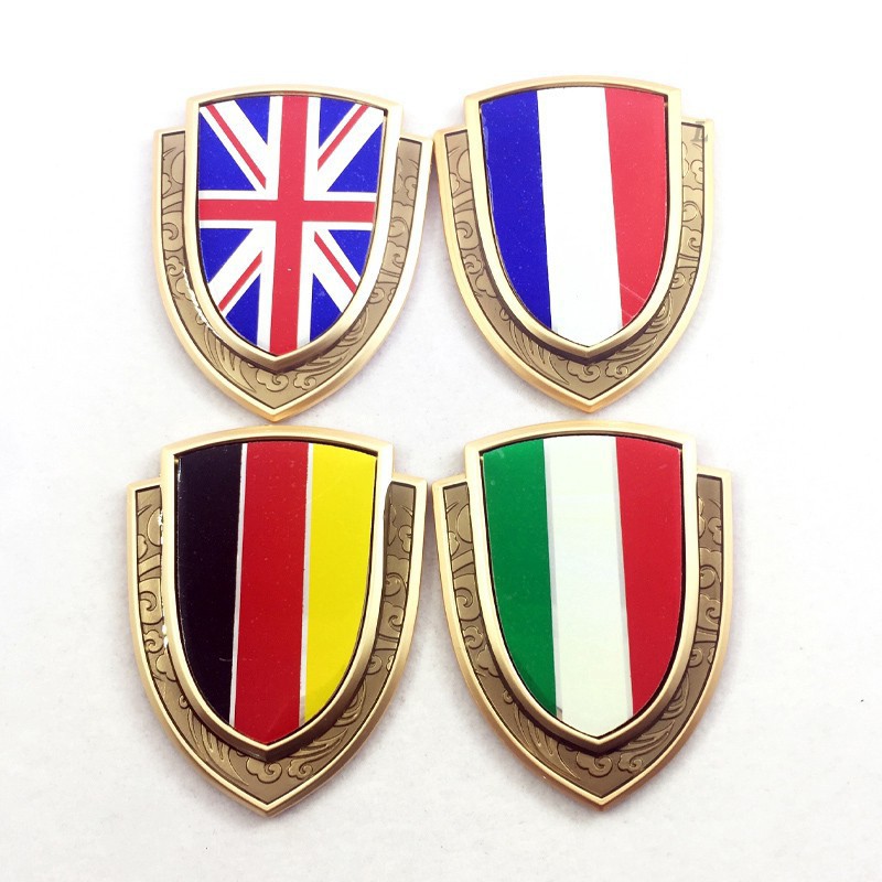 Logo Kim Loại Hình Lá Cờ Ý 3d Trang Trí Xe Hơi