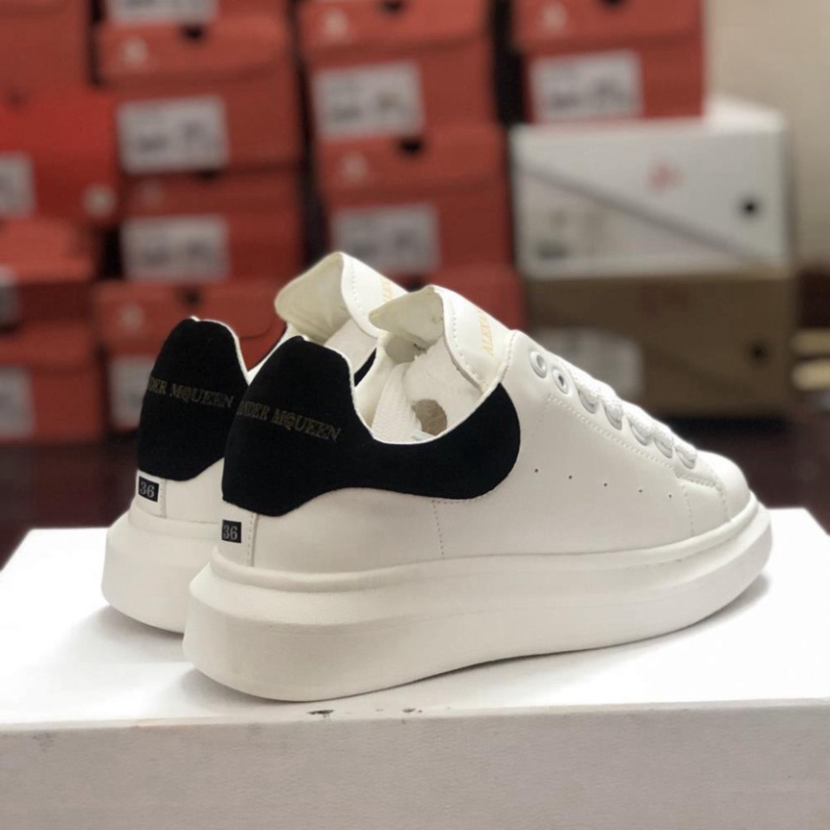 Giày thể thao nam nữ sneaker, giày MCQ da lộn độn đế 3cm màu trắng gót đen Hot Trend full bill box D1 FREESHIP | WebRaoVat - webraovat.net.vn