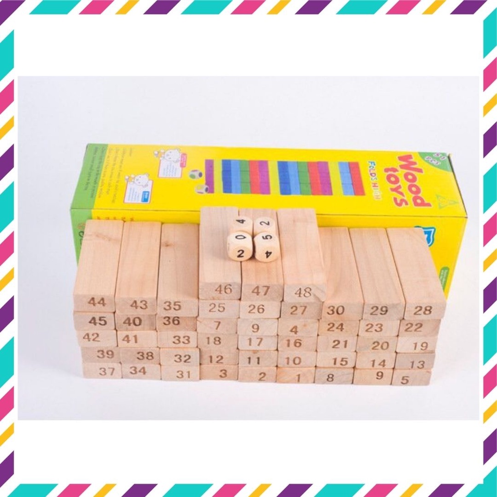 Đồ chơi rút gỗ, rút gỗ 48 thanh, đồ chơi gỗ thông minh cho bé kích thước 27x8x8cm