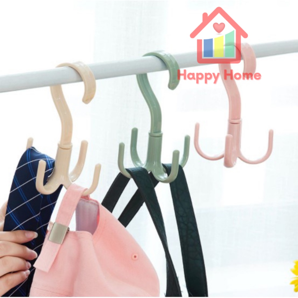 Móc treo đồ túi xách quần áo 4 chân đa năng xoay 360 độ Happy Home