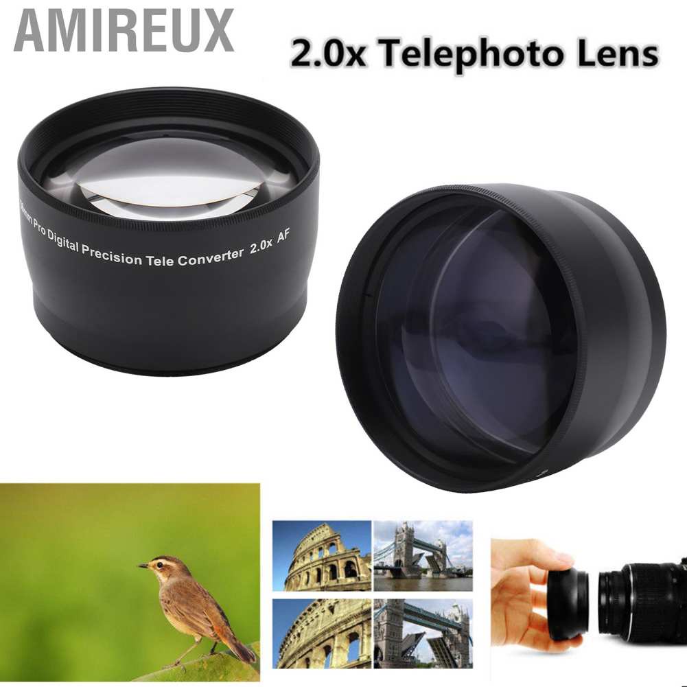 Amireux Universal 58mm 2X Telephoto Lens Teleconverter for Canon Nikon Sony Pentax Etc