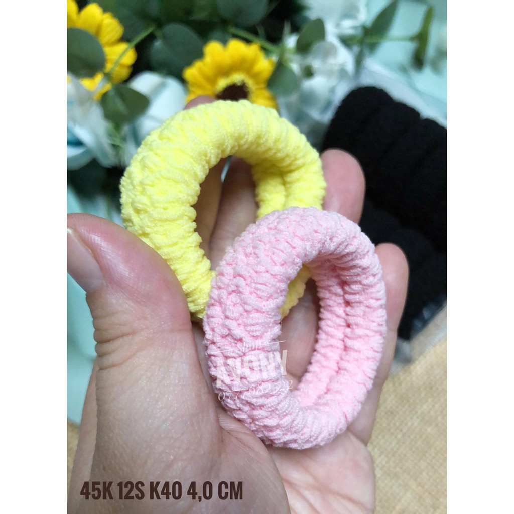set 12 sợi thun cột tóc - chun buộc tóc (d = 4cm)