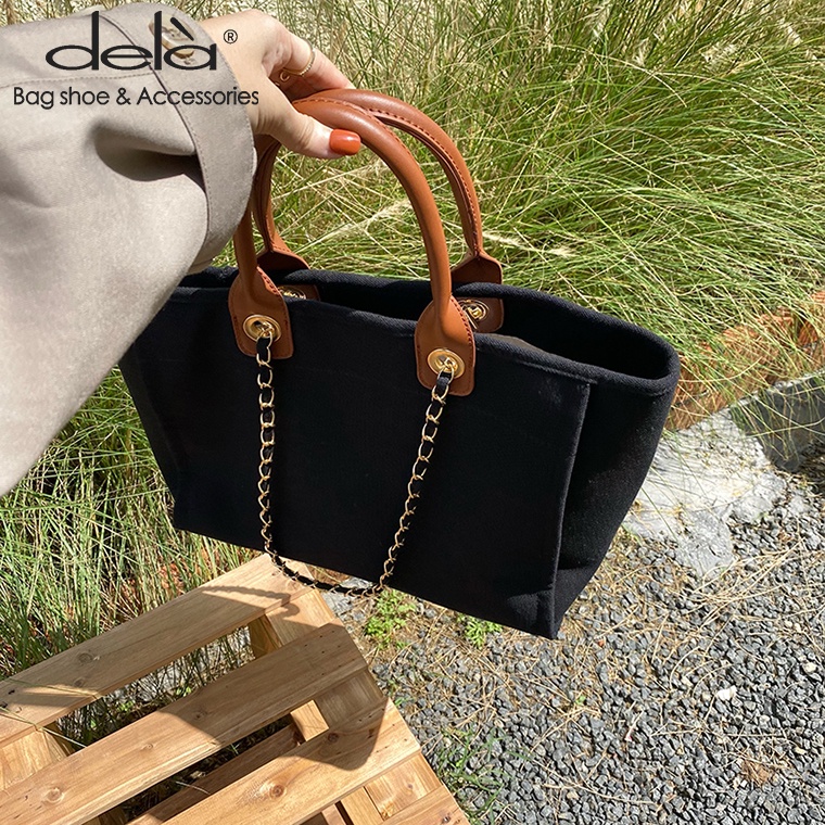 Dela Túi Xách canvas Đeo Vai Sức Chứa Lớn Đơn Giản Chuyên Nghiệp Phong Cách Hàn Quốc Cho Nữ