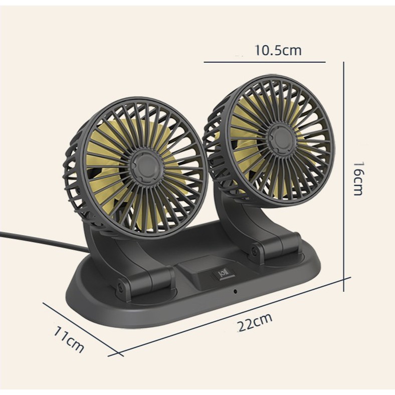 Quạt ô tô đa năng xoay 360 độ, quạt để bàn làm việc có bảng số điện thoại ô tô