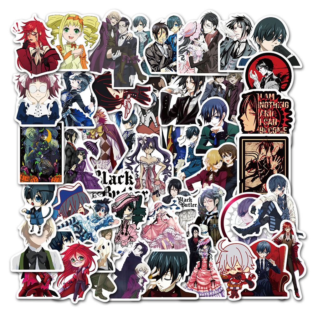 Set 50 hình dán chống thấm nước họa tiết Black Butler