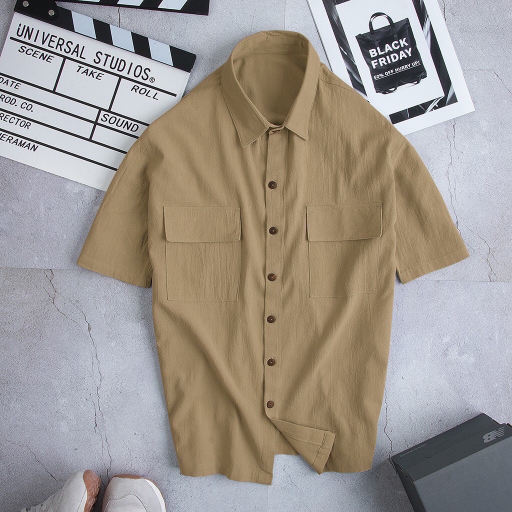 Áo Đũi Nam Cổ Bẻ, Áo Sơ Mi Cộc Tay Chất Liệu Đũi Mềm Nhẹ Thoáng Mát Thấm Hút Mồ Hôi - AC94 - Shopmens | BigBuy360 - bigbuy360.vn