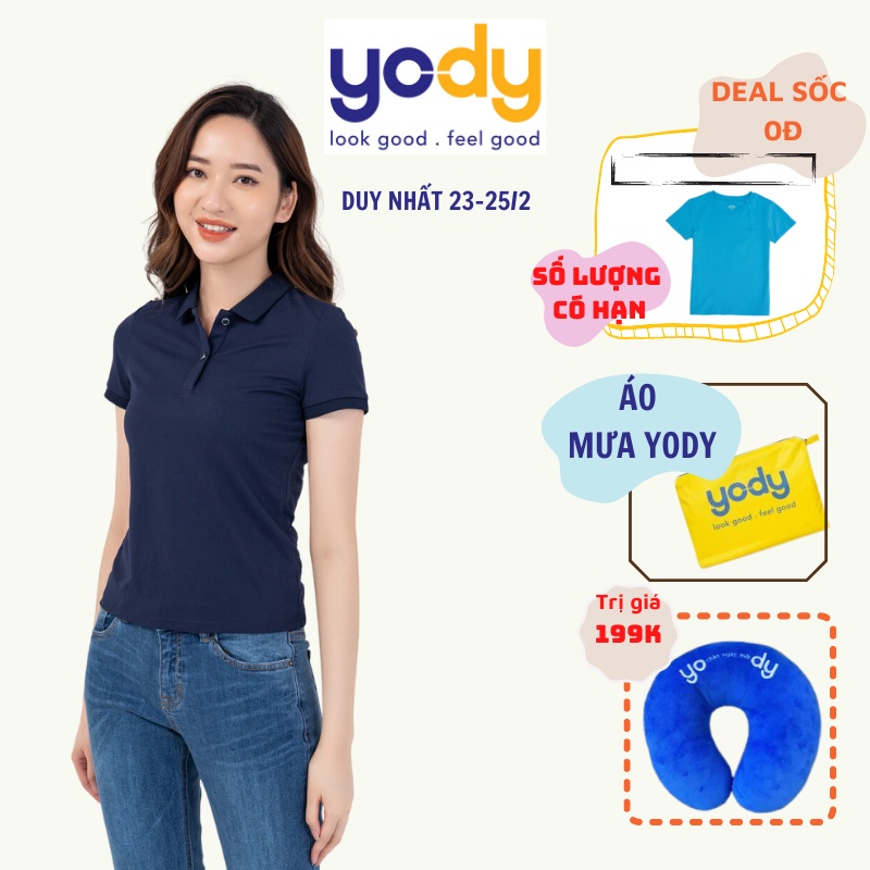Áo Polo Nữ Cafe Cổ Trơn YODY Áo Thun Sợi Co Giãn, Thấm Hút Mồ Hôi  APN4388