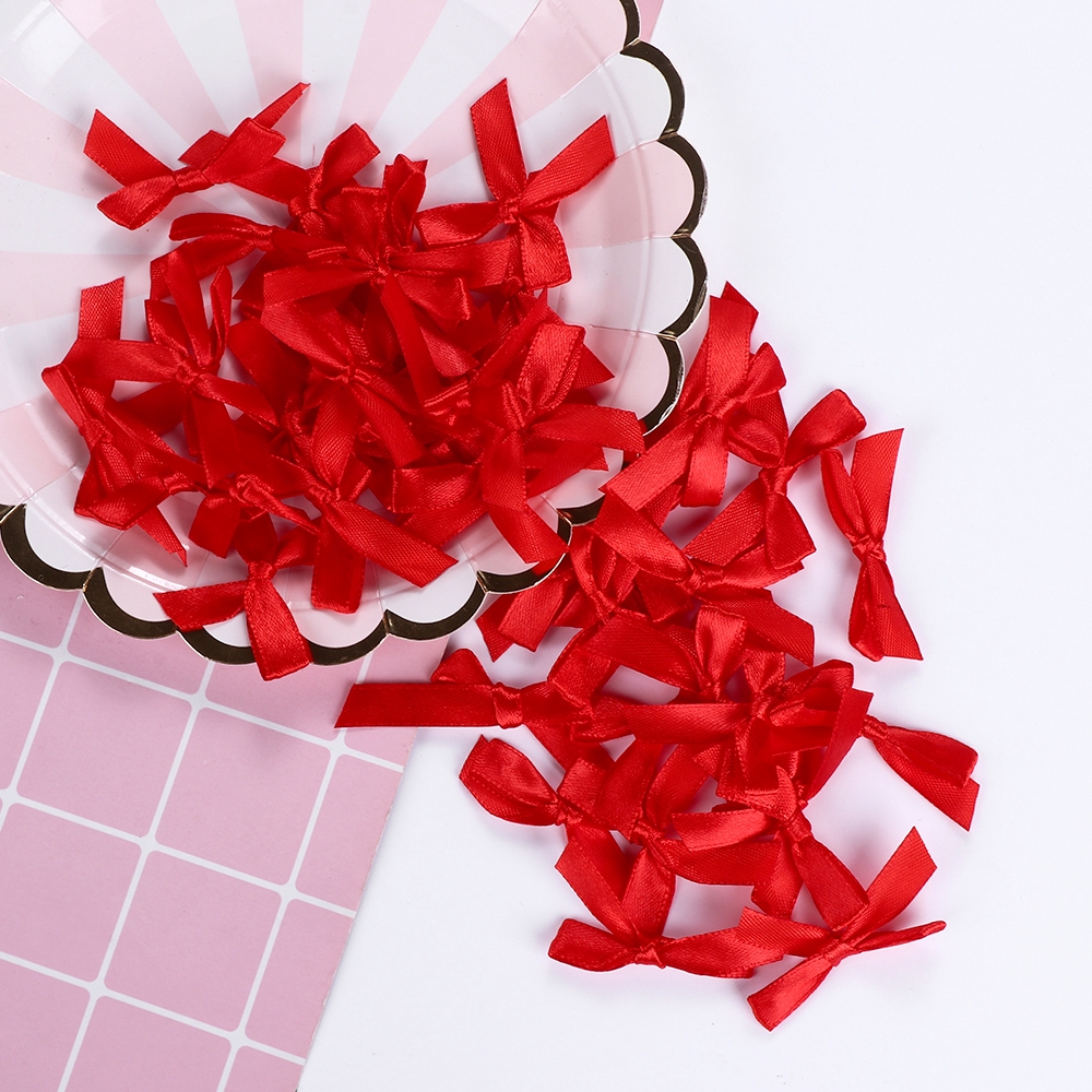 Set 100 nơ ruy băng satin trang trí đồ thủ công