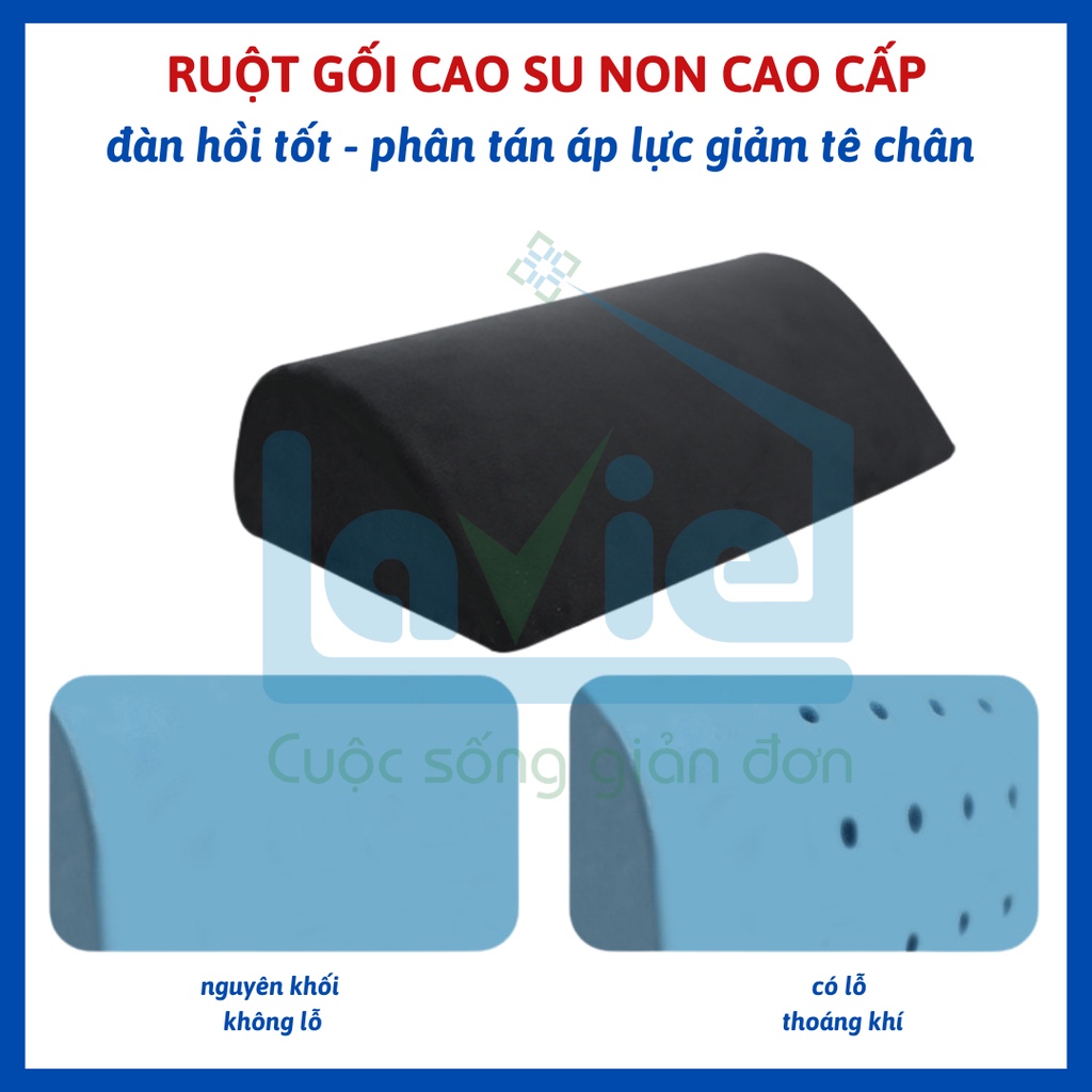 Gối kê chân, gác chân, gối cổ kê lưng cao su non văn phòng - giảm tê mỏi, chuột rút, suy giãn tĩnh mạch hình bán trụ