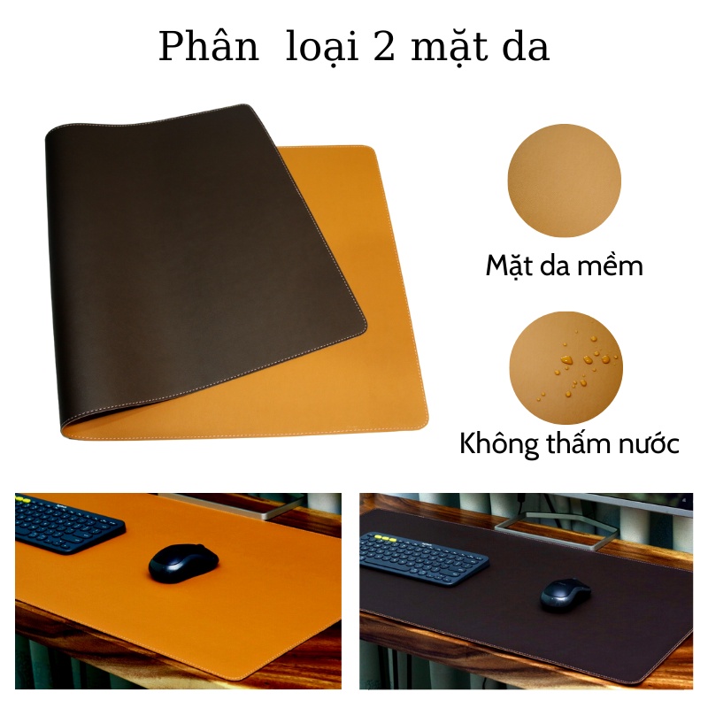 Thảm Da Deskpad Tấm Lót Bàn Làm Việc Bo Viền Mềm Mịn Chống Nước