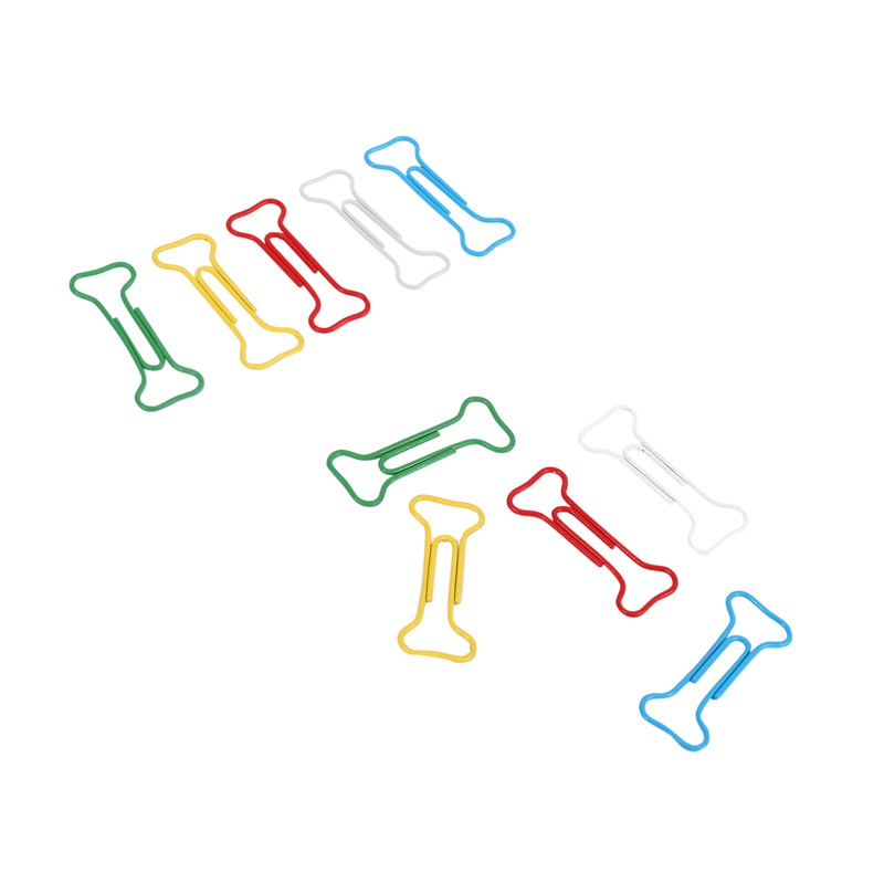 Set 100 kẹp giấy kim loại hình xương nhiều màu