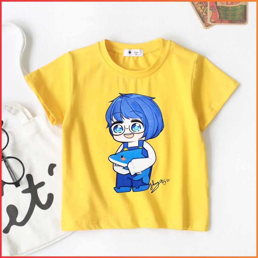 Áo thun hero team cho bé màu vàng in hình các nhân vật | Áo Simmy Siro Phong Cận Mister Vịt Kamui Kairon Sammy