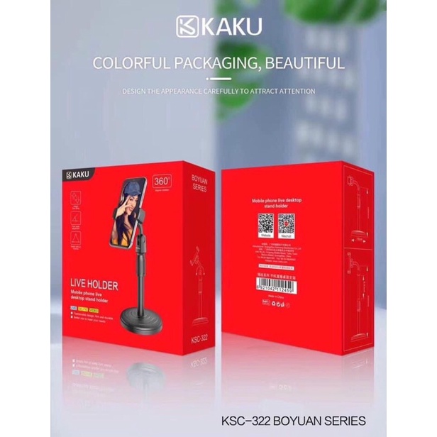 🌟CHÍNH HÃNG🌟Giá Đỡ Điện Thoại Để Bàn Kẹp Điện Thoại Livestream Xem Video Xoay 360 Độ CAO CẤP KAKU KSC-322