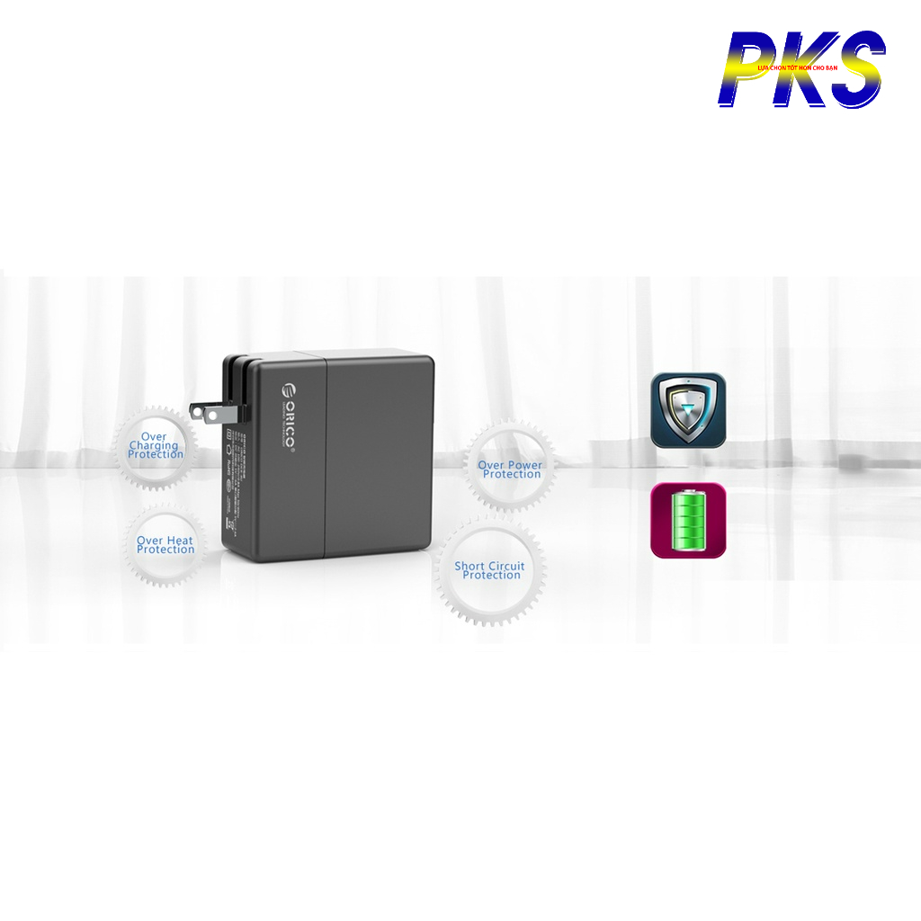 Bộ sạc thông minh - Bộ sạc tường USB 4 cổng ORICO với Công nghệ sạc thông minh màu trắng (DCK-4U) - Hàng chính hãng