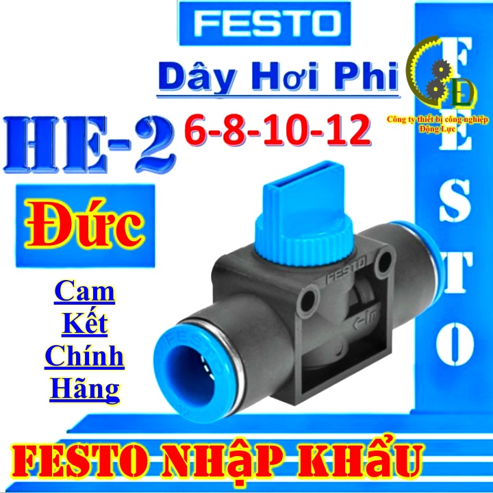 Khớp nối nhanh có van khoá ống khí, đầu cút (co, giắc) nối dây hơi máy nén khí phi 6, 8, 10, 12 HE-2-QS