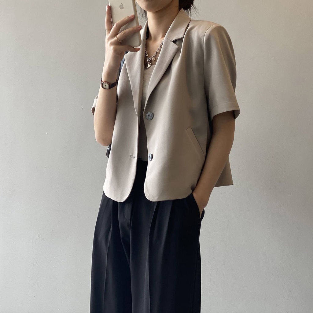 Áo Blazer Croptop Nữ tay ngắn, Áo Croptop Khoác Ngoài cổ vest, Đủ Size Đủ Màu trẻ trung năng động, form ngắn | BigBuy360 - bigbuy360.vn