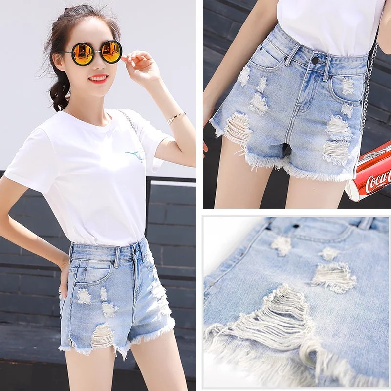 Quần Short Jeans Nữ Ống Rộng Thời Trang Hàn 2018