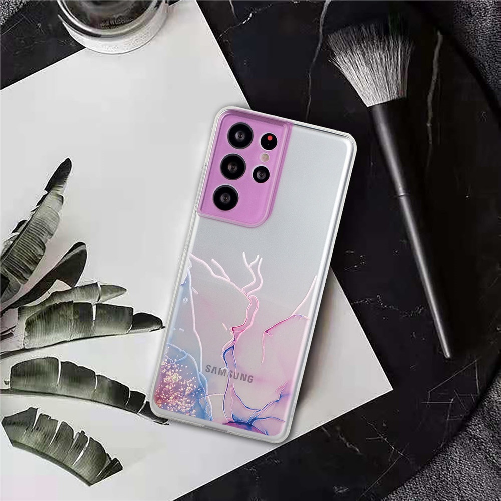 Ốp điện thoại nhựa TPU mềm trong suốt họa tiết vết nứt màu nước cho Samsung Galaxy S21 Ultra S21 Plus S21 FE