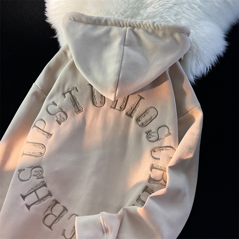 Áo Hoodie Hai Lớp Thêu Chữ Sau Lưng Thời Trang Thu Đông Cho Nữ