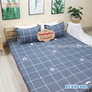 Combo Ga Chun Và 2 Vỏ Gối Nằm m2/m6/m8/2m2 Nhiều Kích Thước | Mẫu Kẻ Râu Ghi (Ghi chú mẫu khi đặt đơn nhé)