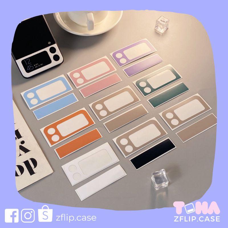 Set dán decal màu trang trí màn hình ngoài và bản lề điện thoại Samsung Z Flip 3 Flip 4 Flip4 ZFlip4 Flip3 ZFlip3
