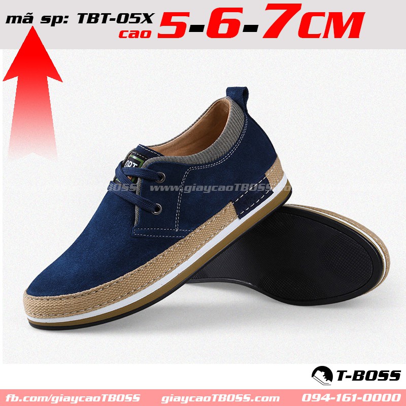 giày Tăng chiều cao nam 5cm - 6cm - 7cm, Da lộn cao cấp TBT-05X - GIÀY CAO T-BOSS