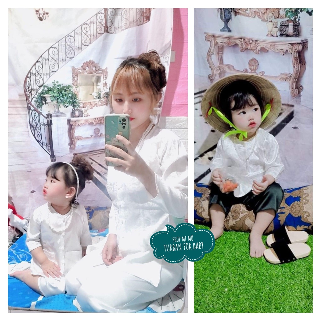 BỘ BÀ BA CƯNG XỈU CHO MẸ VÀ BÉ(ib shop chọn màu quần)