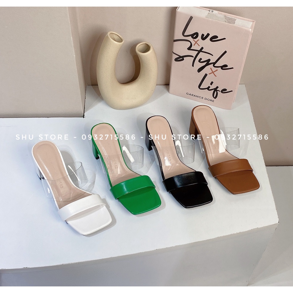 GUỐC NỮ THỜI TRANG SANG TRỌNG SHU STORE - GUỐC MŨI VUÔNG QUAI DA QUAI MICA