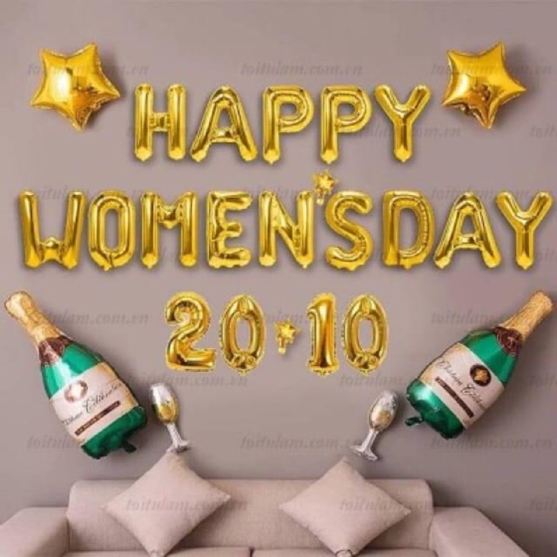 Set bóng trang trí ngày phụ nữ việt nam 20/10,8/3 happy womens day bóng bay
