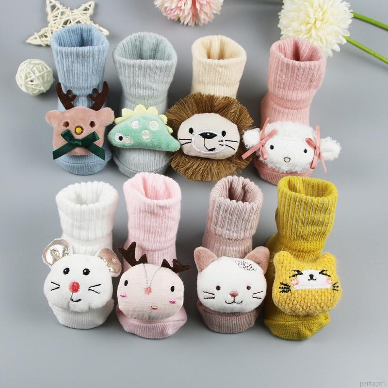 Vớ cotton chống trượt giữ ấm thiết kế hoạt hình dễ thương cho bé sơ sinh