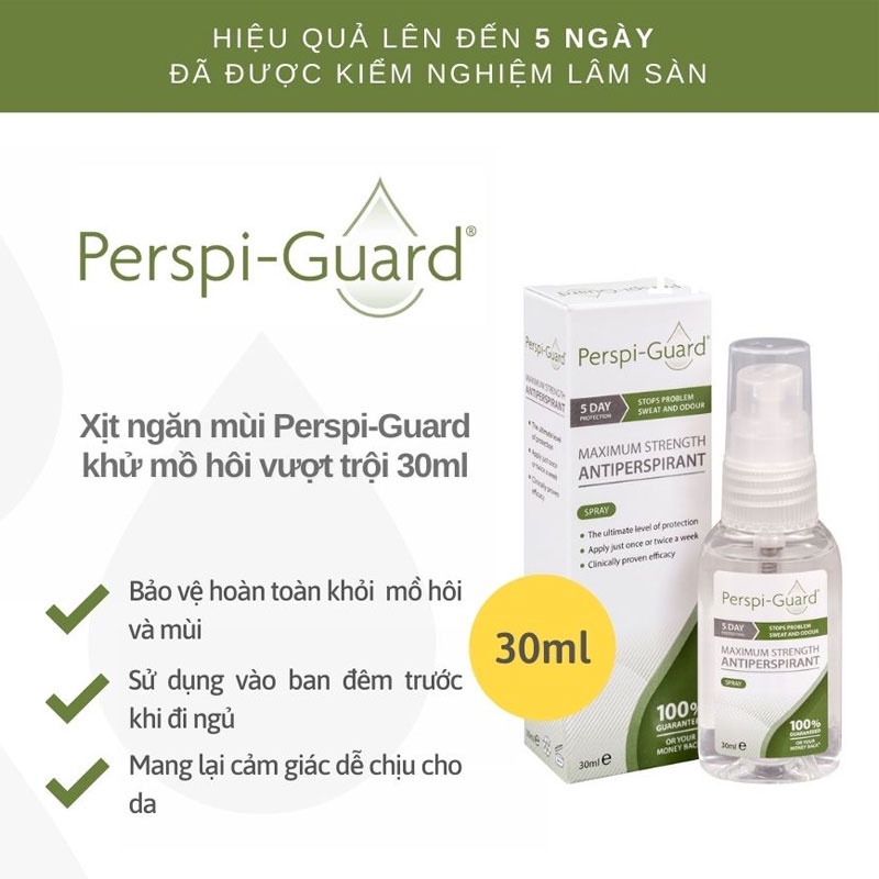 Combo ngăn mồ hôi sữa tắm + xịt khử mùi Perspi-Guard Sweat Defence System 200ml + 30ml