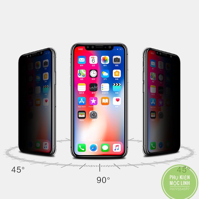 Kính cường lực iphone chống nhìn trộm 6 | 7 | 8 | Plus | X | Xr | Xs max | 11 | 12 Mini | 12 Pro max nguyên khối dán