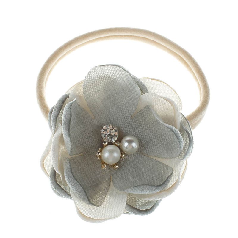 Băng Đô Cài Tóc Bằng Nylon Co Giãn Mềm Mại Đính Hoa Lá Hồng / Xanh Lá Dễ Thương Dành Cho Bé Gái