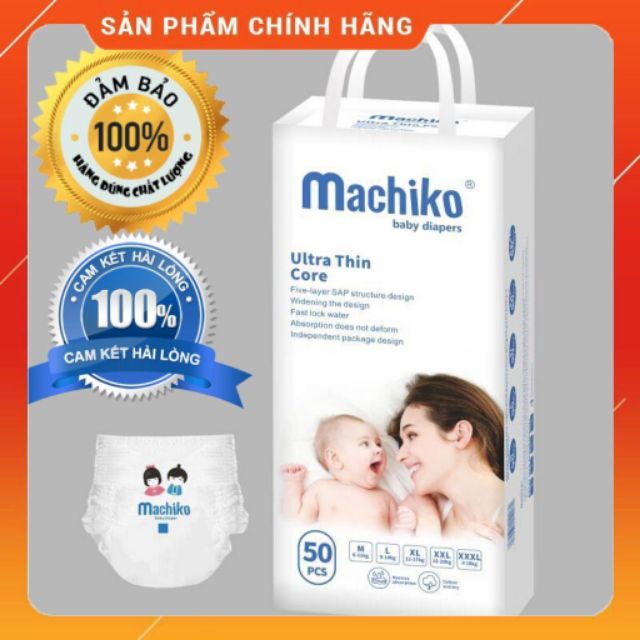 Bỉm tã quần Machiko nhật CHÍNH HÃNG 50m đủ size M-L-XL-XXL-xxxl siêu mềm siêu thấm hút