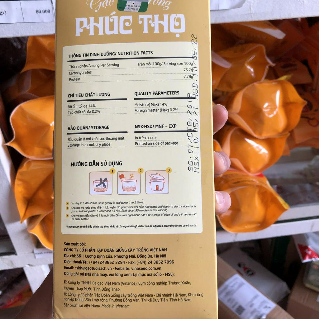 Combo 2 hộp Gạo lứt đỏ huyết rồng PHÚC THỌ hộp 1kg-VINASEED