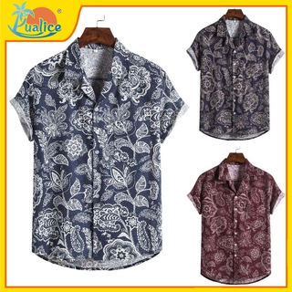 Áo sơ mi tay ngắn in hoa size lớn phong cách kì nghỉ mùa hè Hawaii cho nam