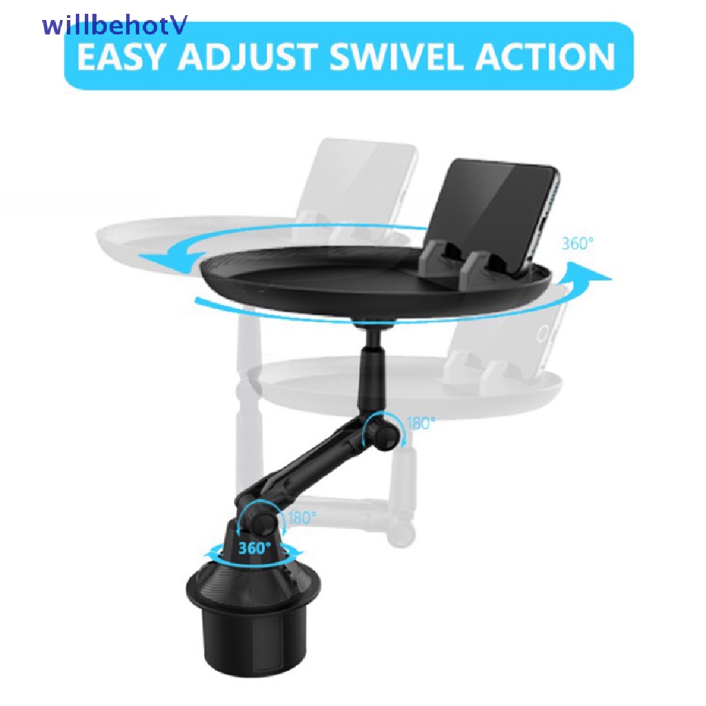 Giá Đỡ Cốc Nước Trên Xe Hơi Có Thể Điều Chỉnh Xoay 360 Độ° Bàn Thức Ăn Cánh Tay Xoay [Mới]