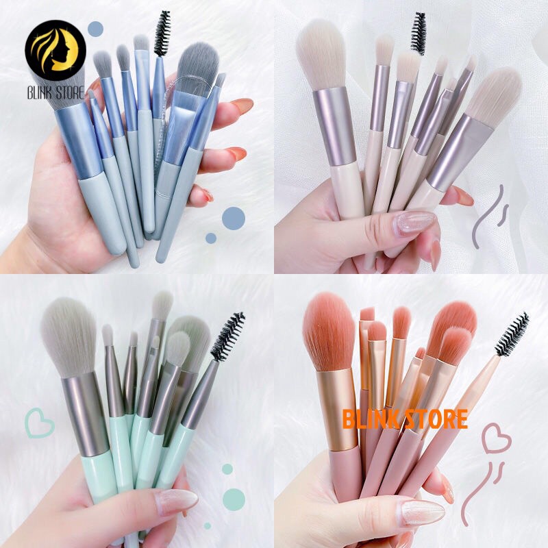 Cọ trang điểm make up cá nhân SET 8 MÓN ( bao da đựng)  đa năng lông siêu mềm tay cầm bằng nhựa ABS cao cấp