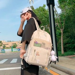 Balo nữ đi học chống nước MRMIBAG túi lưới, kèm sticker tên lửa- CV119