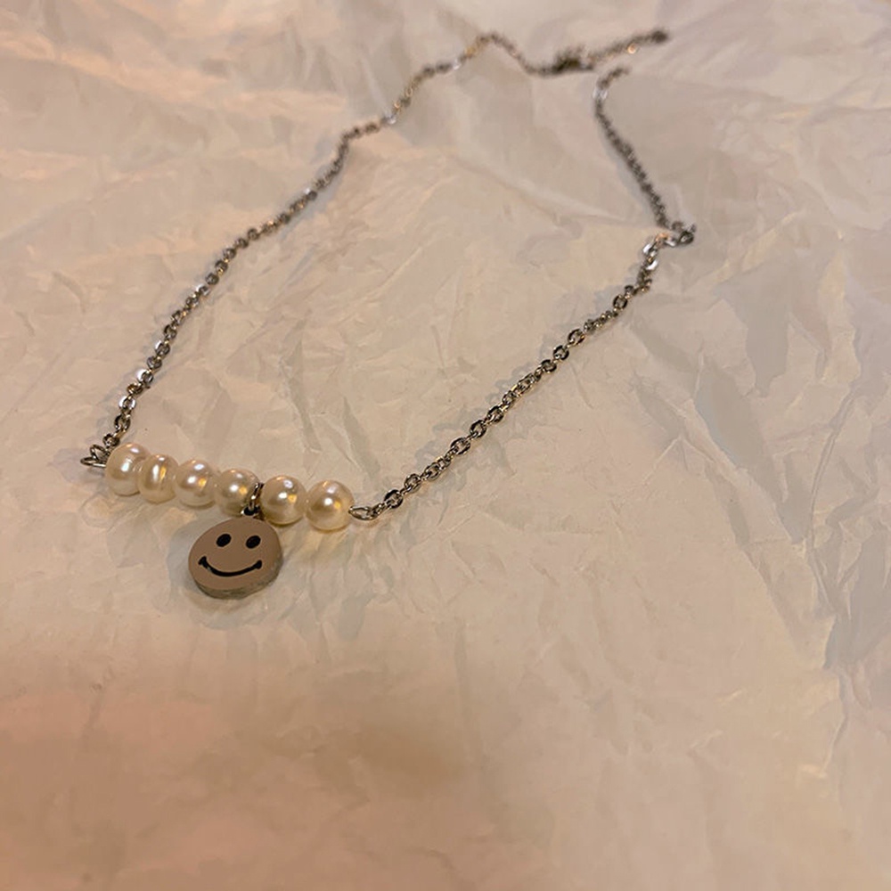 Vòng cổ Choker 40 + 6cm Mặt Cười Đính Ngọc Trai Phong Cách Hàn Quốc Thời Trang Cho Nữ