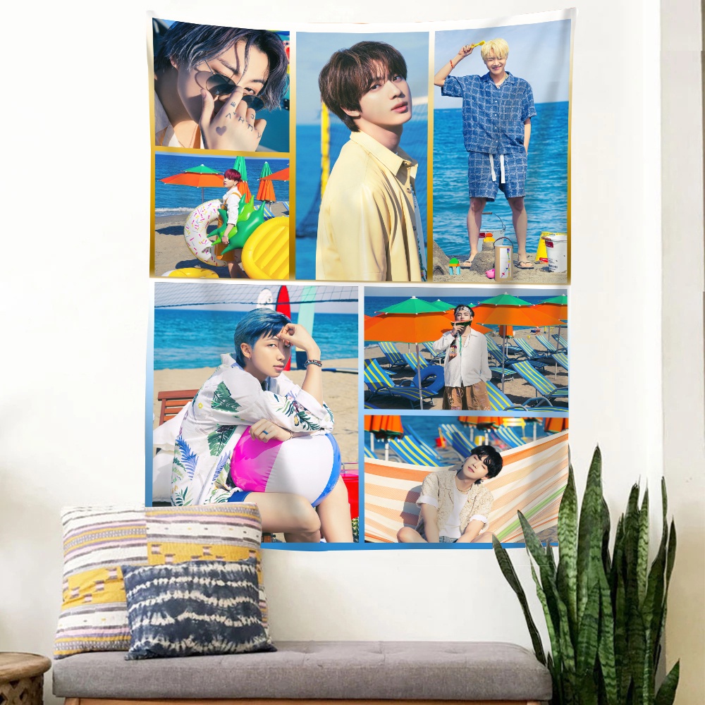 Thảm Treo Tường Trang Trí In Hình BTS Nam-joon Kim ,Seok Jin ,J-Hope, Min Gi ,Ji Min ,Tae Hyung ,Jeon Jung Kook