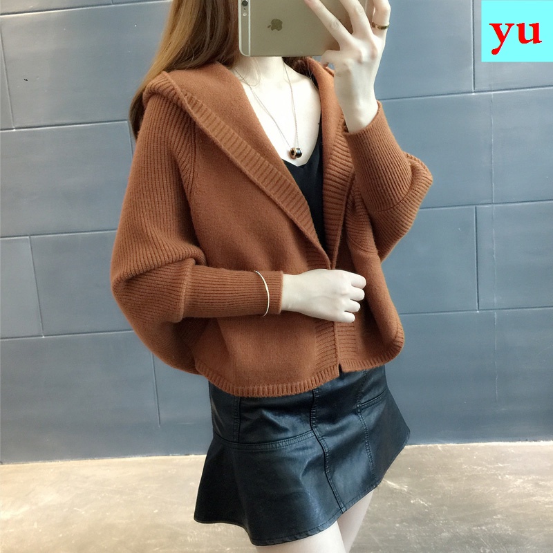 Áo khoác Cardigan cánh dơi dáng ngắn dễ phối đồ thời trang xuân thu cho bạn gái