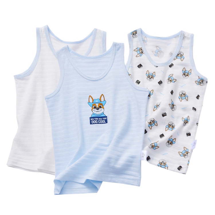 Áo ba lỗ trẻ em set 3 áo cotton sợi tre siêu mềm mát