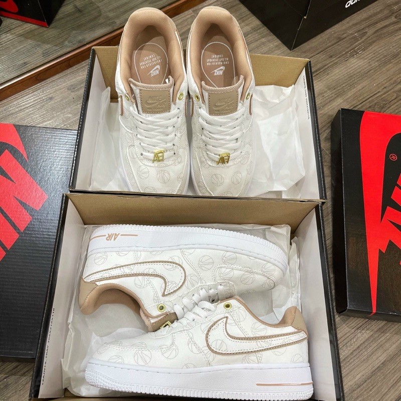 [m.sneaker] giày af1 trắng nâu màu mới in hoạ tiết