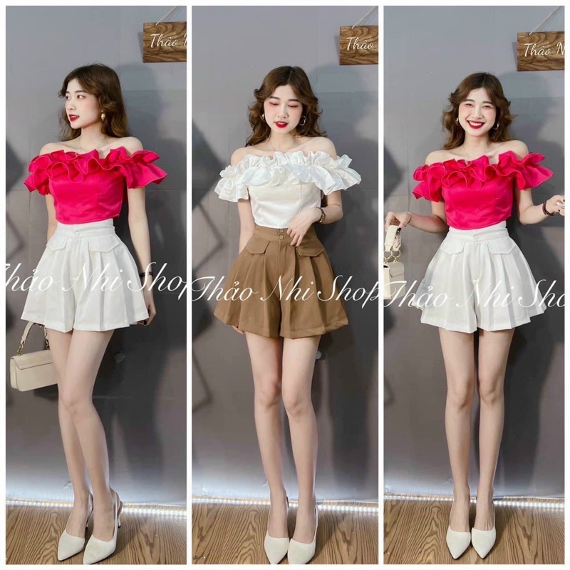 Quần short xoè xếp ly giả váy, Quần đùi nữ cạp cao QS023 - NhiNhi Shop