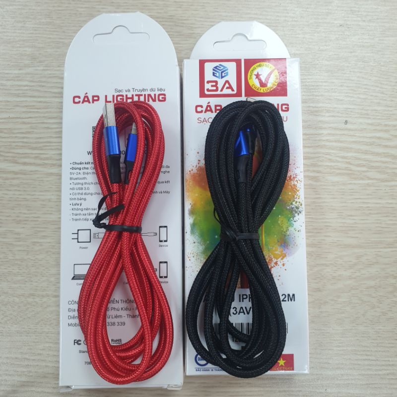 Cáp  sạc ip5/6/7/8/x/xsm .dù 1m chân lightnling .bảo hành 12 tháng