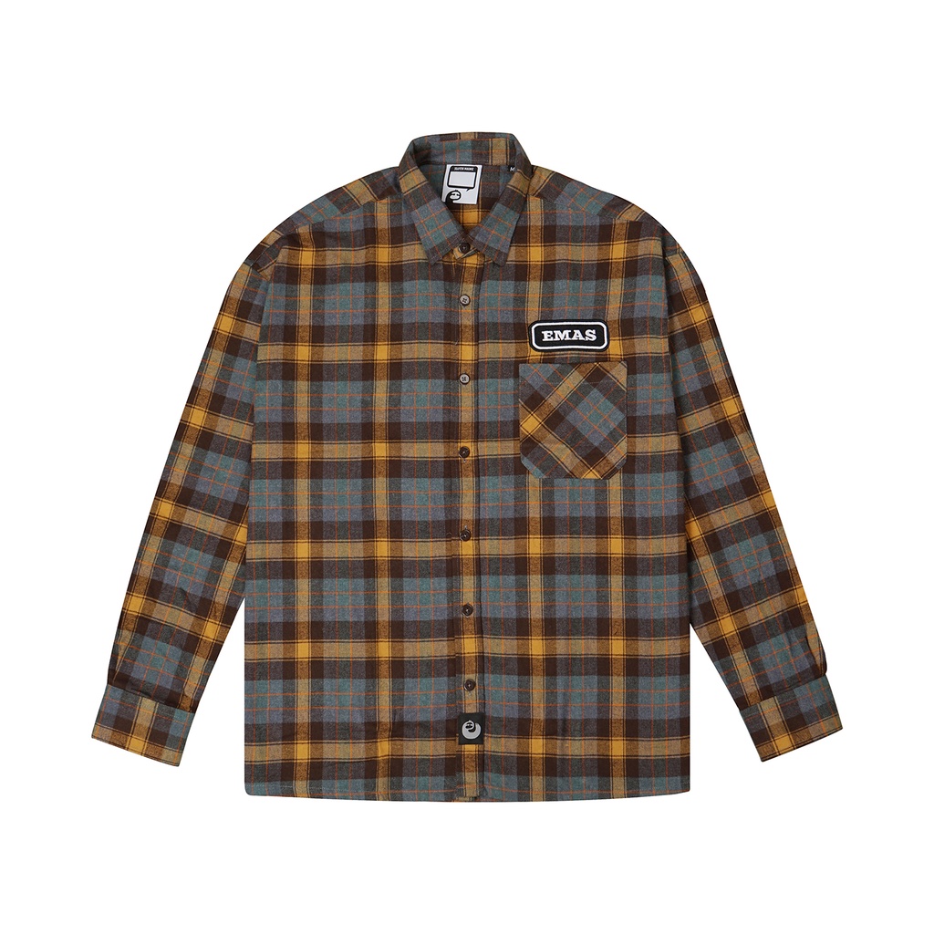 Áo Sơ Mi Nam Tay Dài Họa Tiết Caro - Flannel EMAS Logo Flannel/Teal Yellow